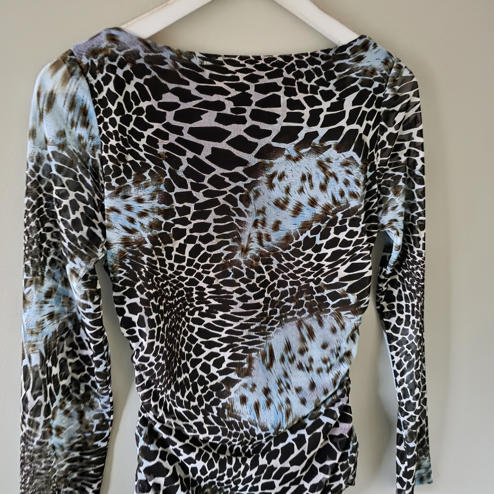 Joseph Ribkoff Leopard Print Top - Brown and Blue - Picture 9 of 12